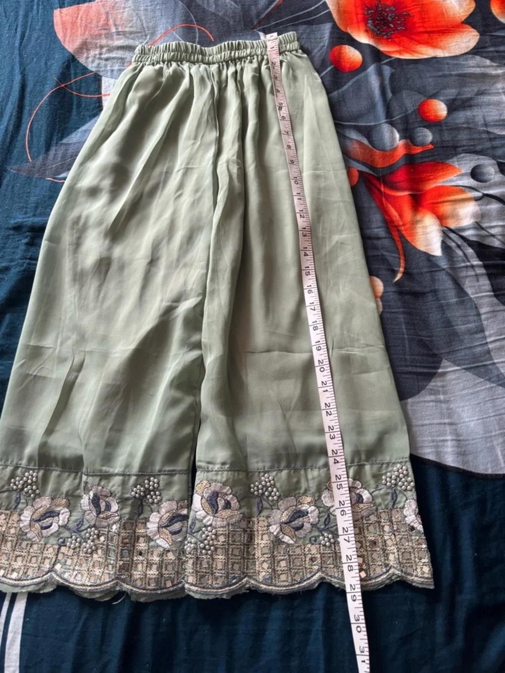 Embellished Cream and Sage Floral kids Salwar Kameez